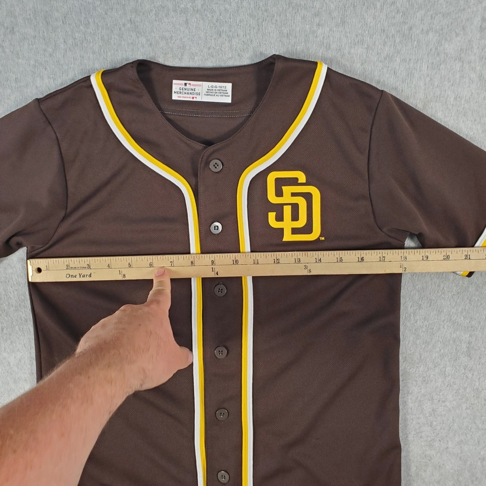 San Diego Padres Jersey Youth Boys Large Brown Button Front Team Logo Athletics - Picture 6 of 10
